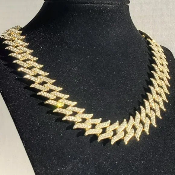 24 Mens 4ct Diamond 14K Gold Cuban Chain Link Necklace 4 ct 14 Karat Silver 24